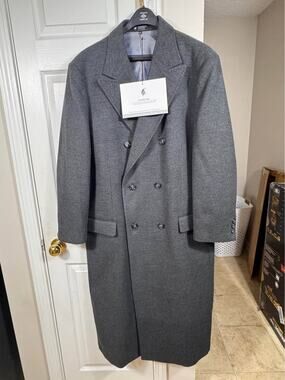 Men’s Cashmere Boutique 100% Cashmere Charcoal Overcoat 44 Large New